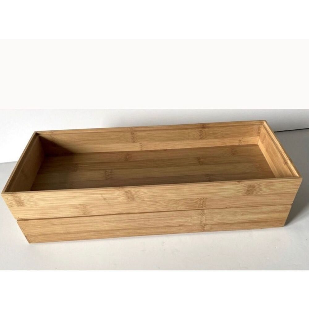 Bamboo wood organizer stacking boxes. - Picture 2 of 2